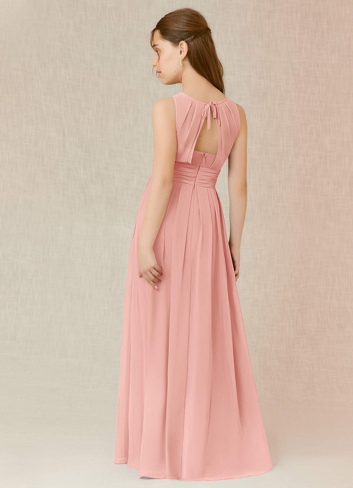 Azazie Bibiane Junior Rosette A-Line Pleated Chiffon Dress image4