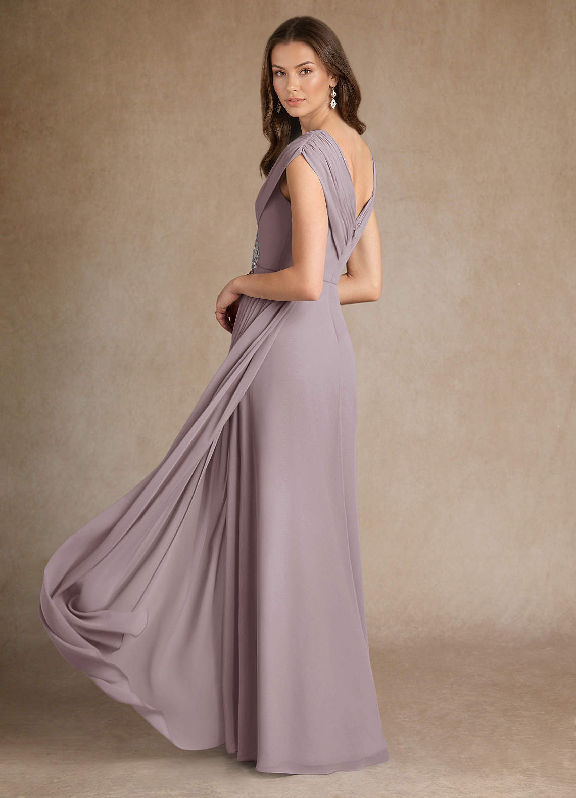 Azazie Bronson Abiti per la Madre della Sposa Abito A-Line in Chiffon Plissettato Dusk image2