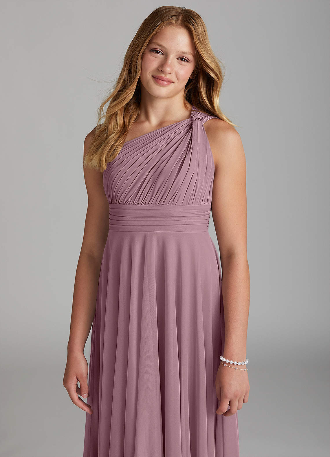 Azazie Charlize Junior Dusty Rose A-Line Mesh Dress image5