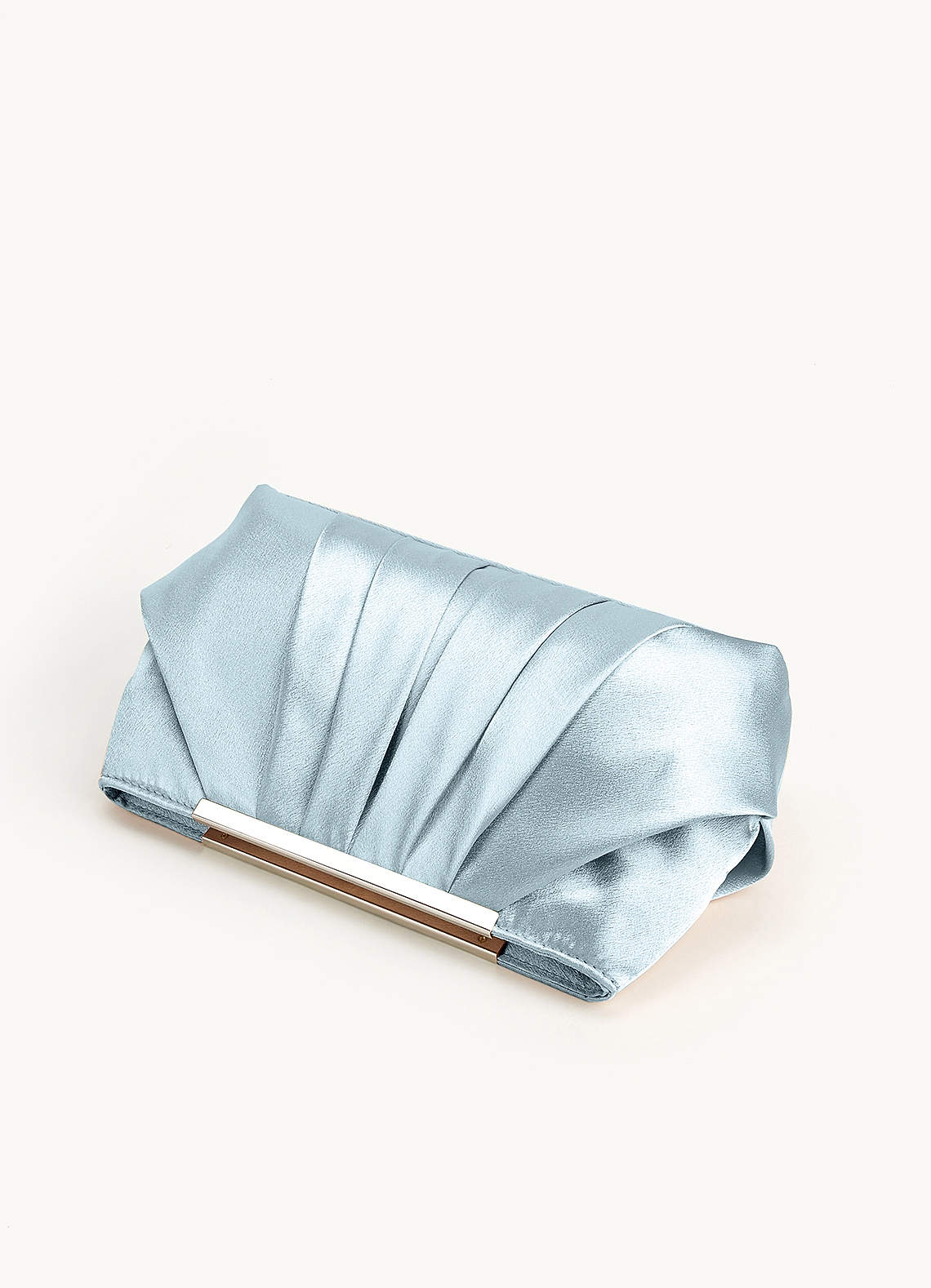 front Matching Color Metallic Satin Pleated Clutch