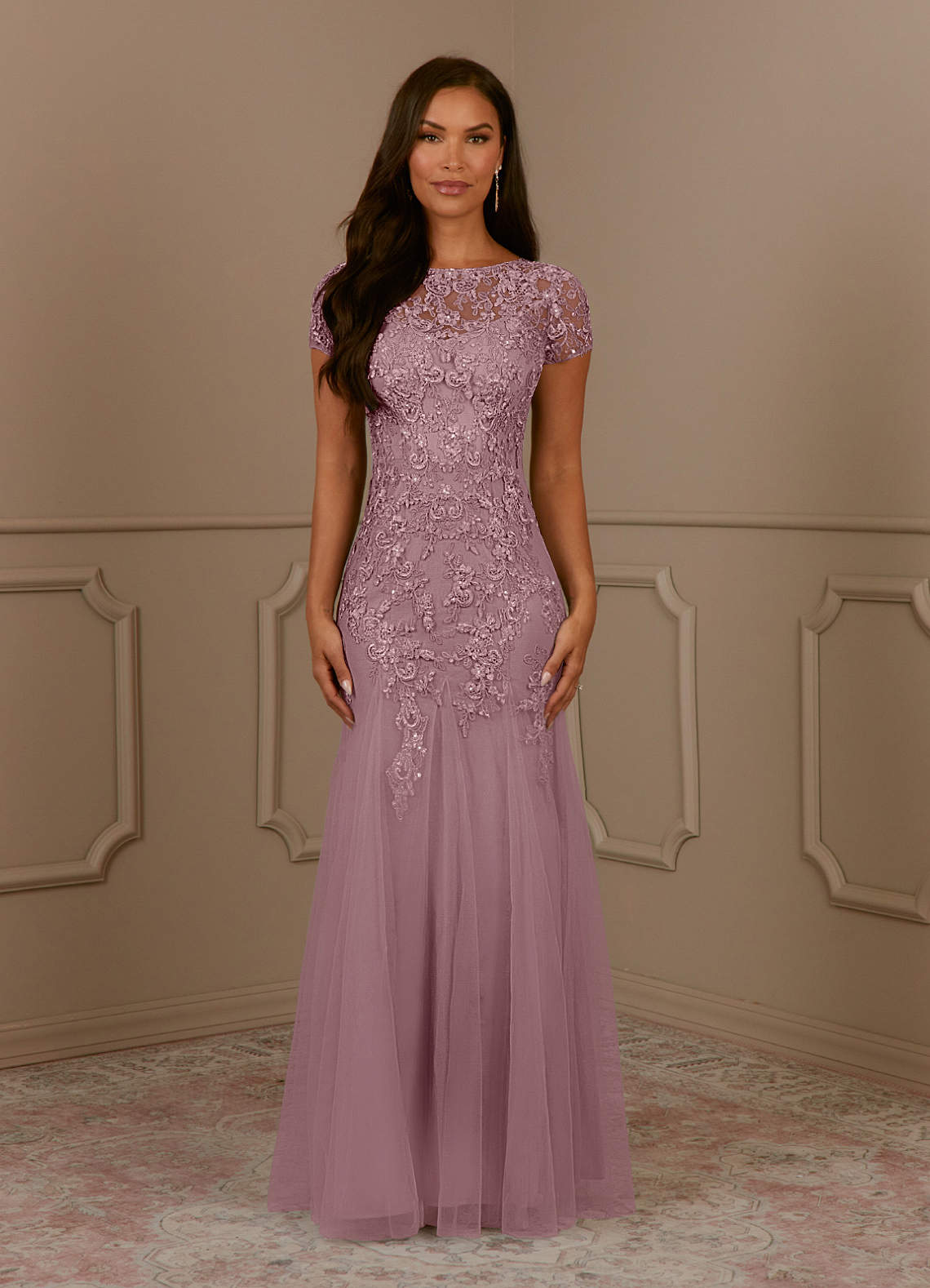 Azazie Laurie Dusty Rose Mermaid Scoop Sequins Tulle Dress Ready to Ship |  Azazie UK