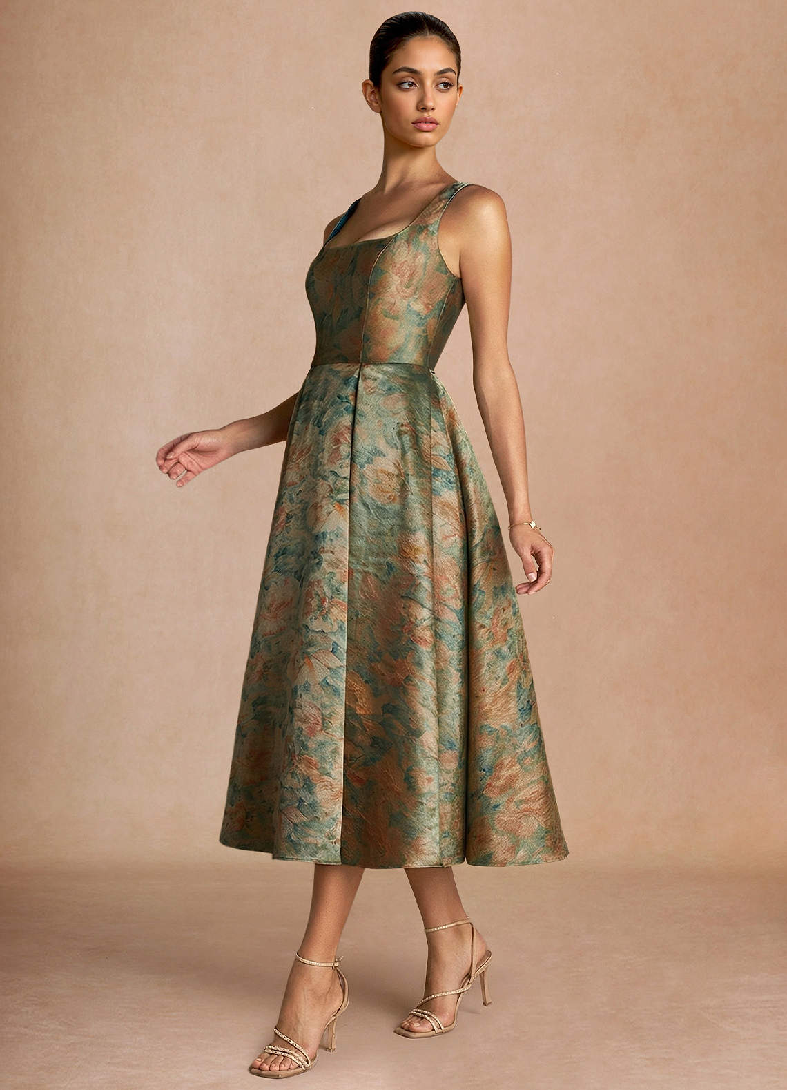 Ainslee Vintage Teal Midi Dress | Azazie DE