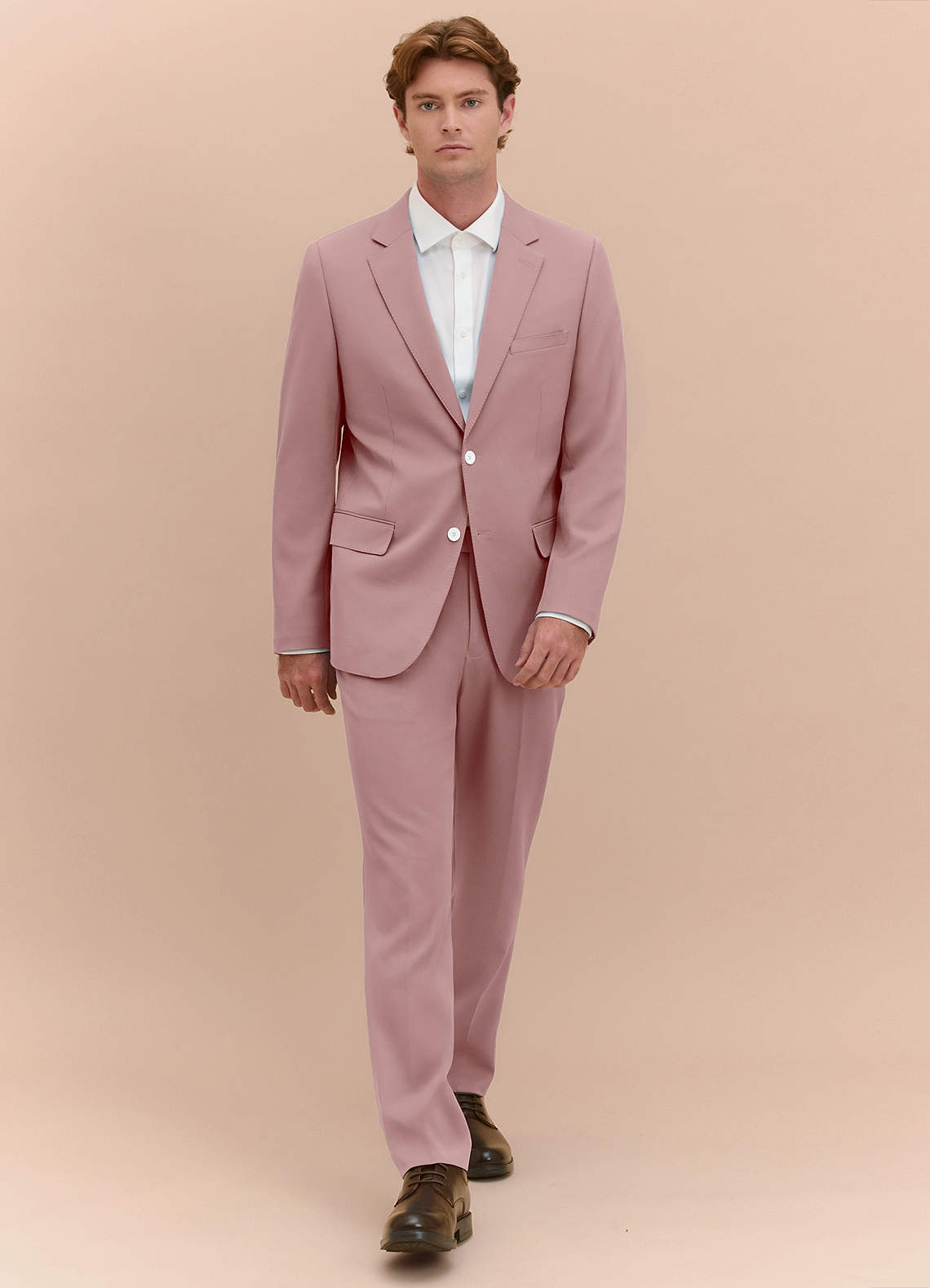 front James Dusty Rose Structured Stretch Suit