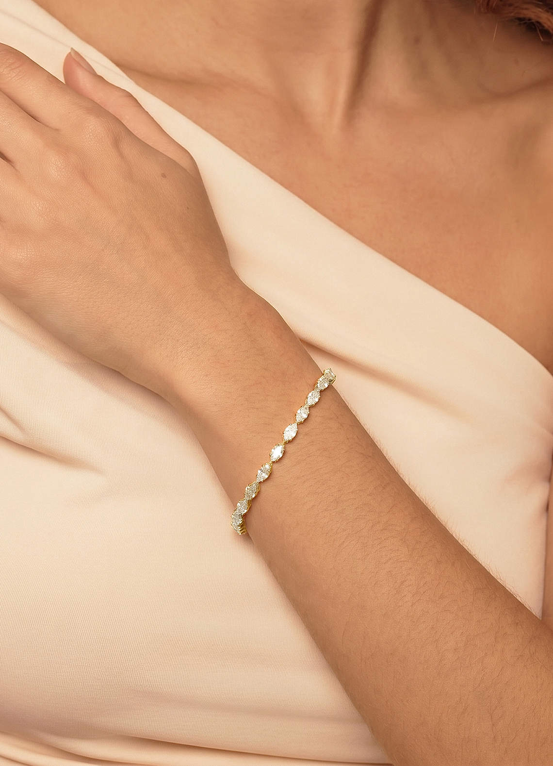 front Mini Marquise Crystal Tennis Bracelet