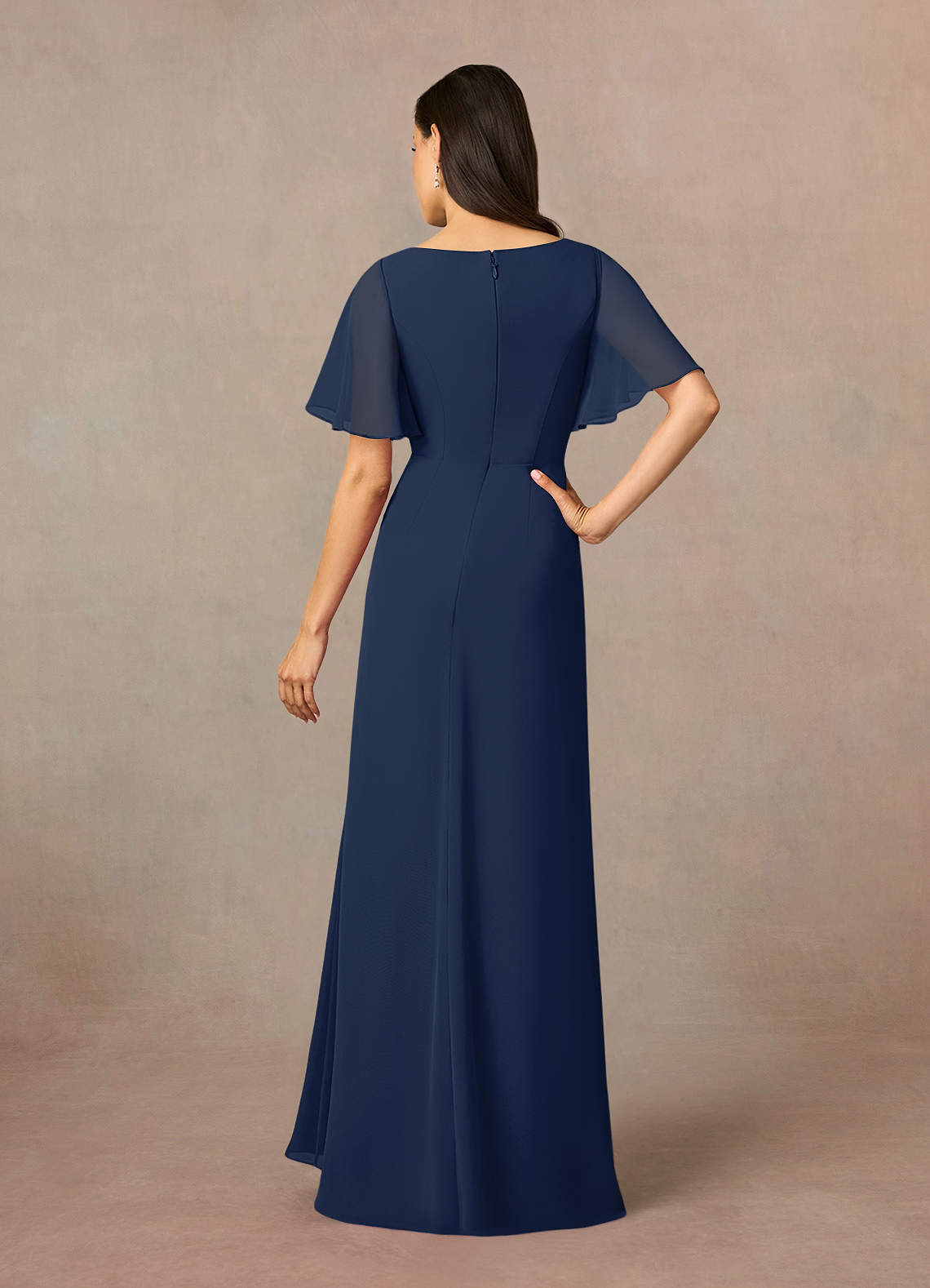 Azazie Rain Abiti per la Madre della Sposa Abito Tubino in Chiffon Perline Marino Scuro image10