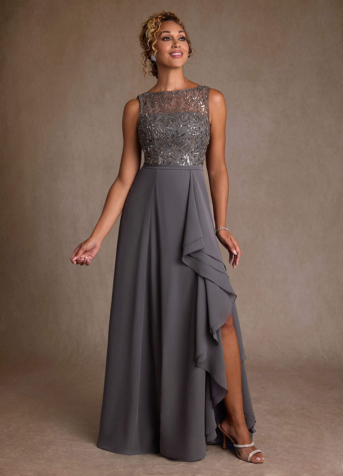 slim fit dress slacks Rustic Cap Sleeve Mermaid Dark Grey Sequin Bridesmaid Dresses