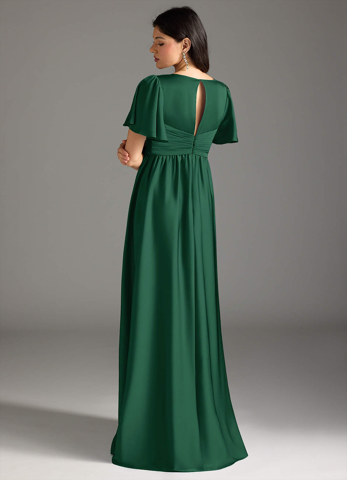 forest green silk bridesmaid dresses S Satin Wrap Maxi Dress – Dress for Spring Summer Weddings Neck:17 while the draped satin notes-pre-up-2/4/25 Elisanya Noble Plus Size