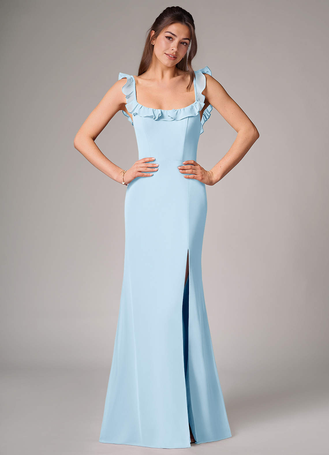 Azazie Callie Sky Blue Chiffon Bridesmaid Dresses | Azazie