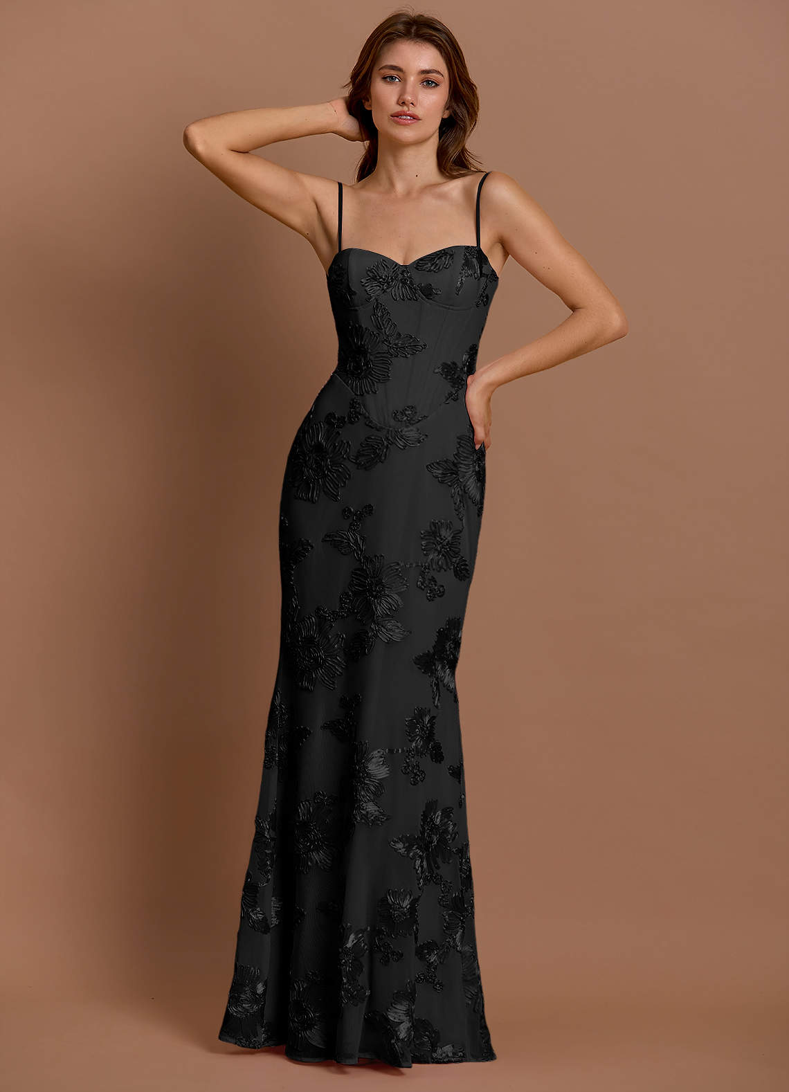 Azazie Plus Size Floor-Length Maxi Dresses Mermaid Wedding Guest Formal Dresses Sweetheart Embroidery Black