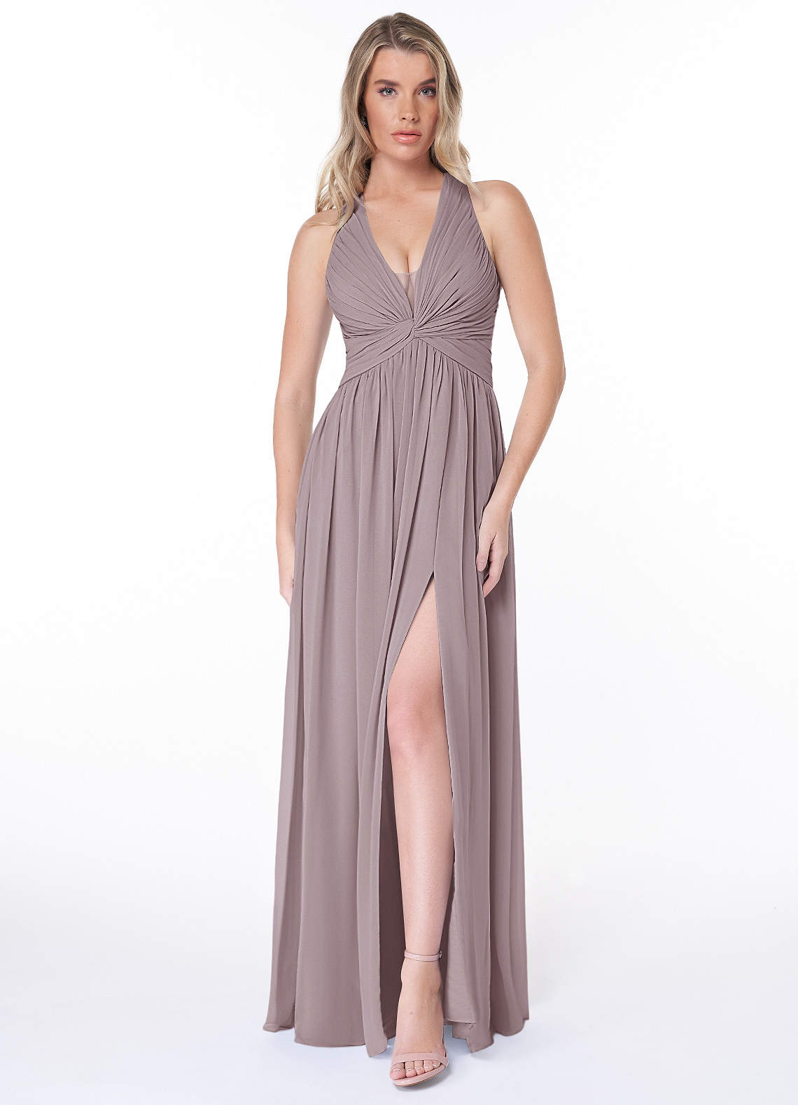 Azazie Jaclyn Bridesmaid Dresses Dusk A-Line Pleated Chiffon Dress image1