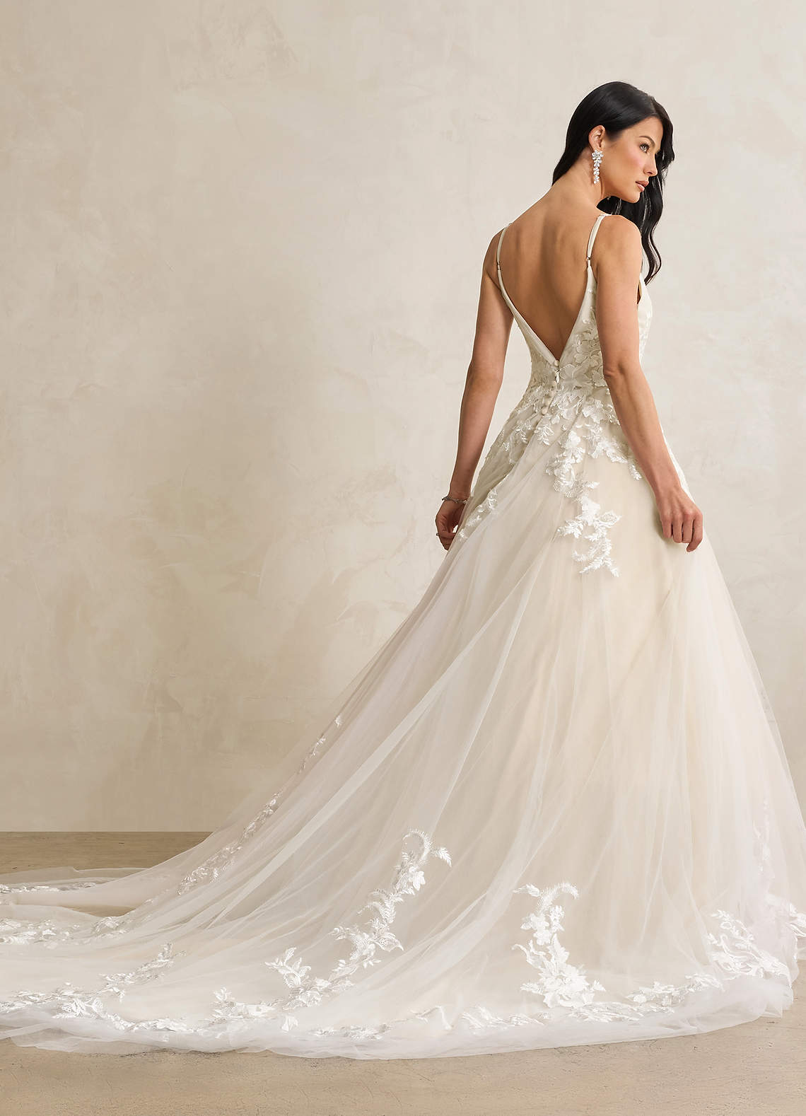 Azazie Rhodes Wedding Dresses Diamond White Champagne A-Line V-Neck Sequins Tulle Dress image4