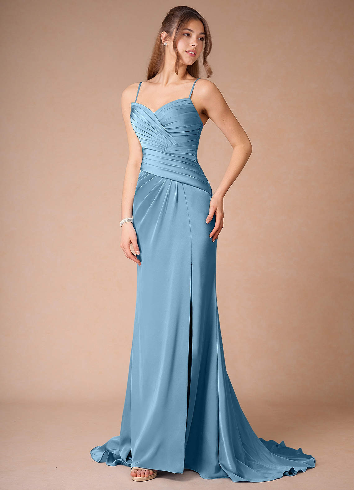 Ysella Steel Blue Gown Ready to Ship | Azazie