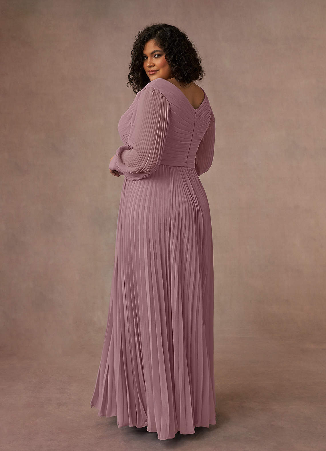 Azazie Zina Mother of the Bride Dresses Dusty Rose A-Line Pleated Chiffon Dress image9