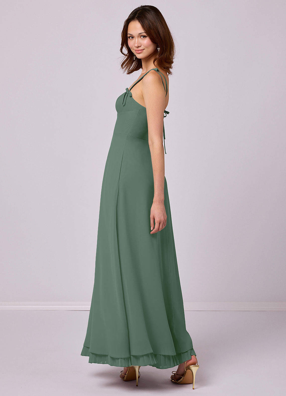 Barbie ♥ Azazie Bridesmaid Dresses A-Line Pleated Chiffon Ankle-Length Dress image9
