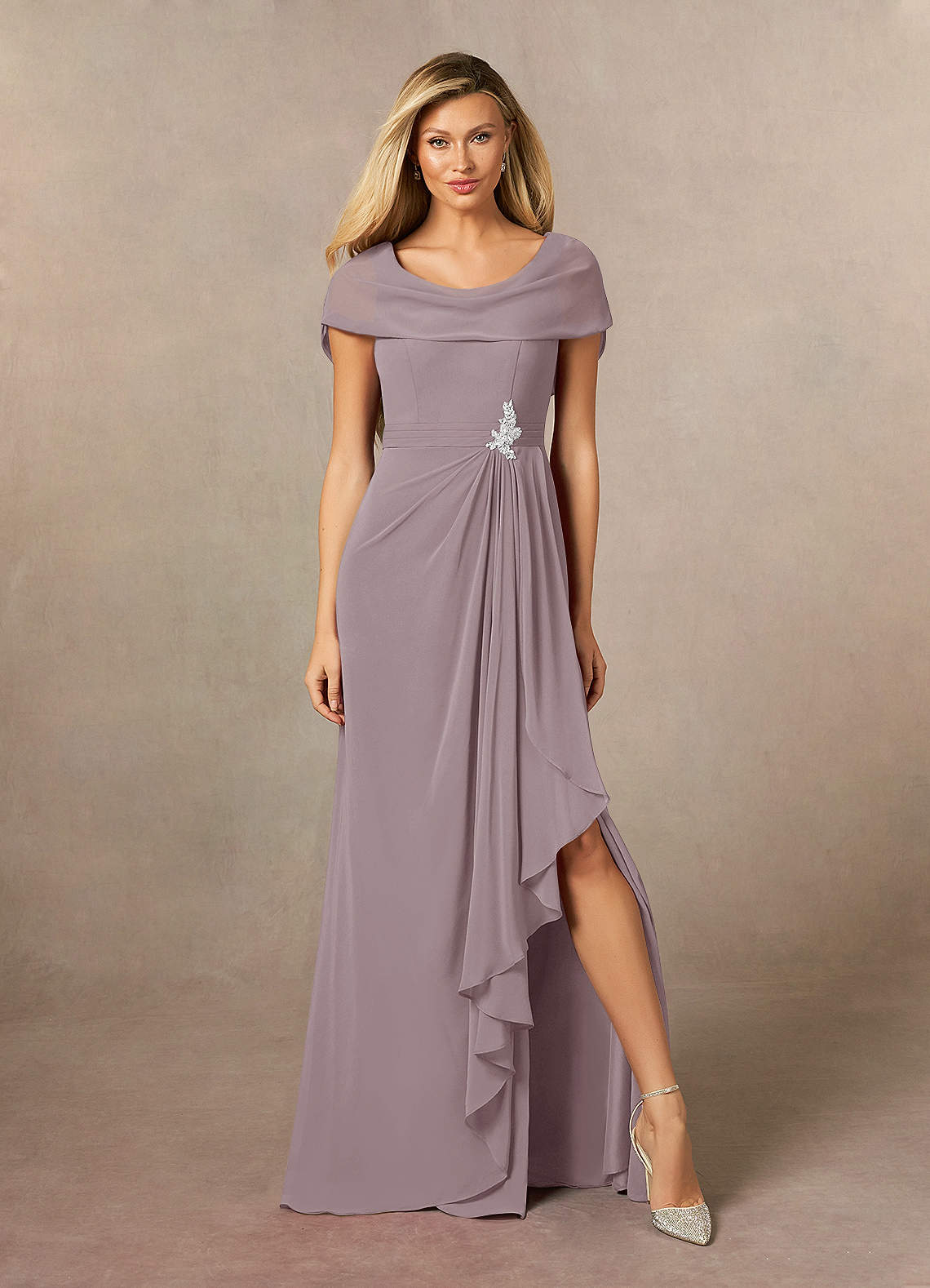 Azazie Mary Mother of the Bride Dresses Dusk A-Line Side Slit Chiffon Dress image1