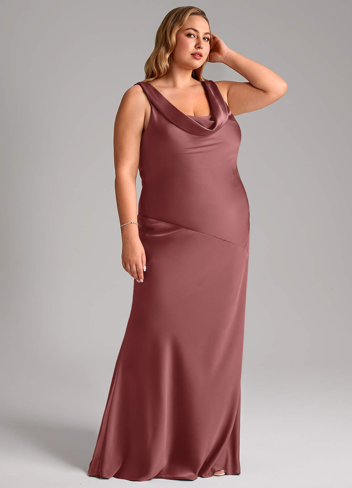 Azazie Rylina Bridesmaid Dresses Amethyst Mermaid Stretch Satin Dress image9