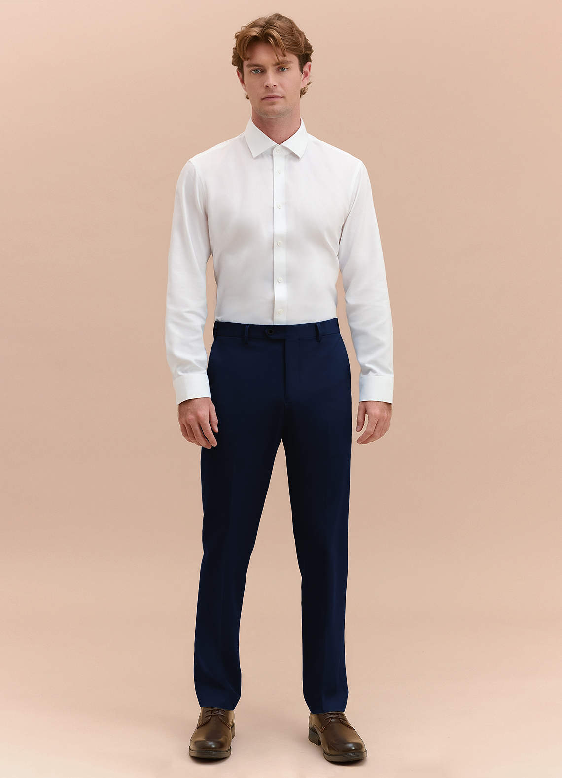 front James Blue Structured Stretch Dress Pants