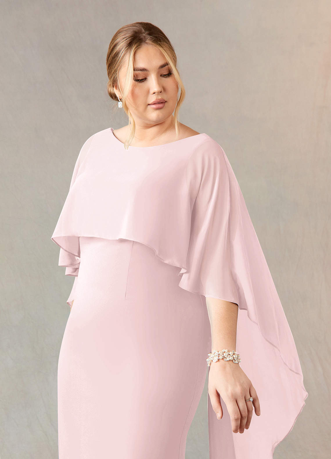 Azazie Dion Mother of the Bride Dresses Blushing Pink Sheath Scoop Stretch Crepe Dress image11