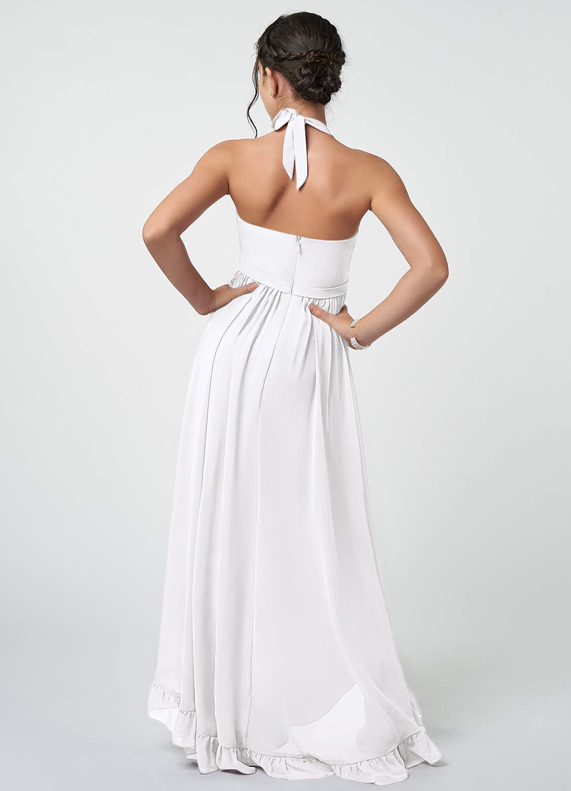 Azazie Hermione A-Line Chiffon Asymmetrical Junior Bridesmaid Dress image1