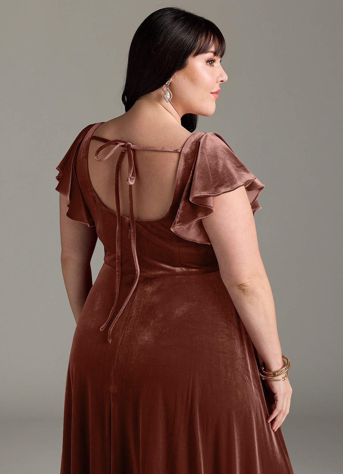 Azazie Bondi Terracotta Velvet Bridesmaid Dresses | Azazie