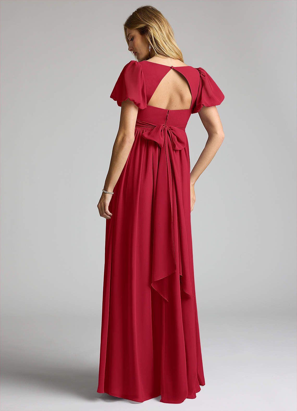 Azazie Madisynn Maternity Bridesmaid Dresses Bow Chiffon Floor-Length Dress image1