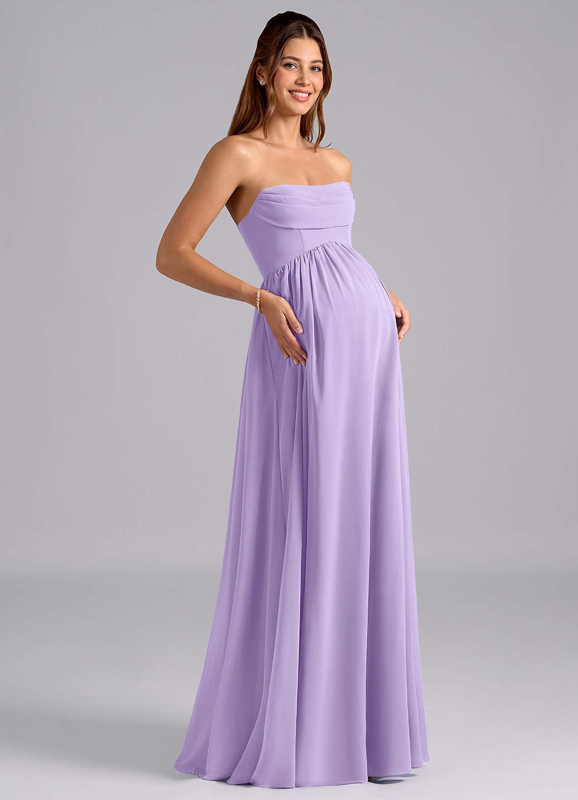 purple maternity bridesmaid dress Azazie Saige