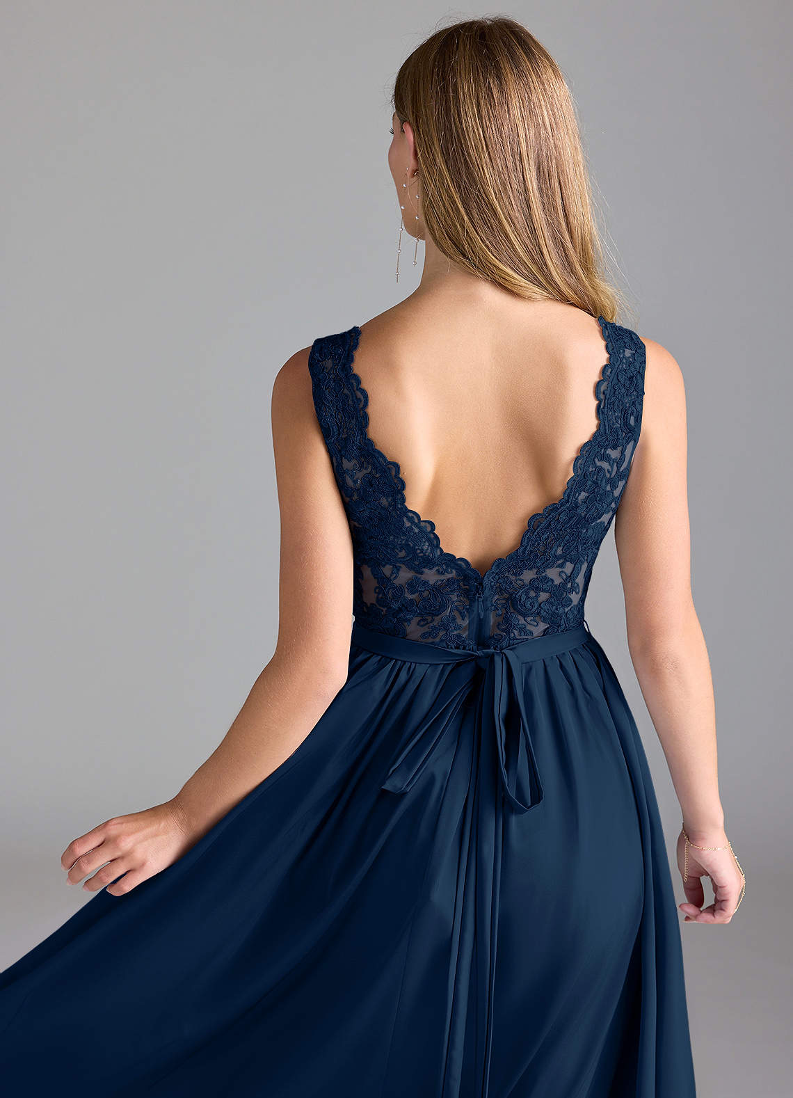 Azazie Elly Ready to Ship Dark Navy Stretch Satin Bridesmaid Dresses |  Azazie
