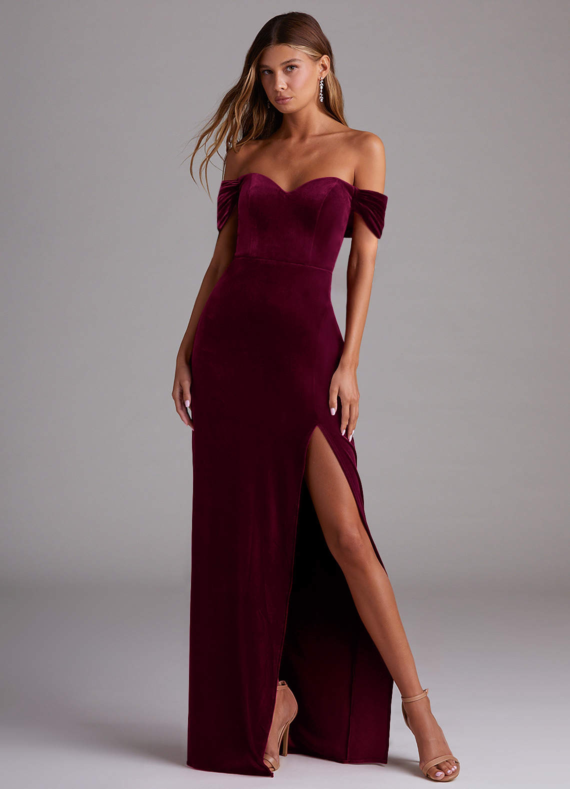 velvet cabernet bridesmaid dress Azazie Shay Color:Pic Sage