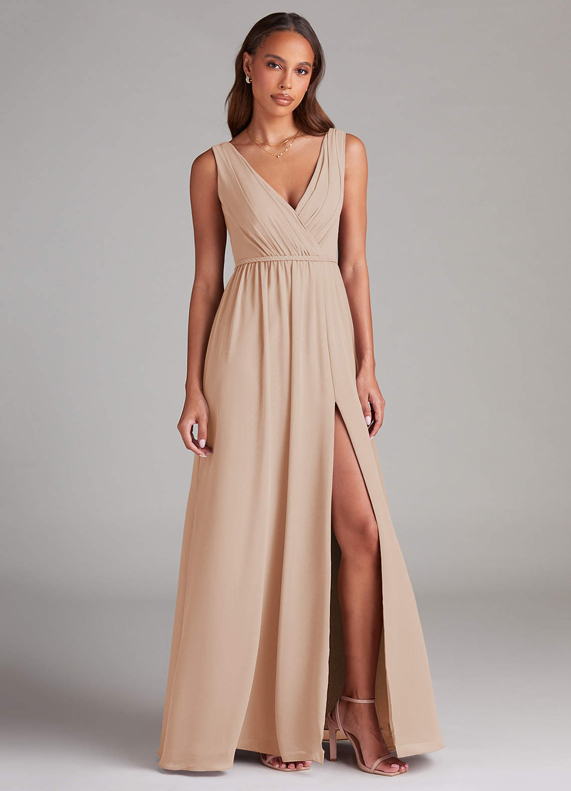 Azazie Tanicia Bridesmaid Dresses English Rose A-Line Pleated Chiffon Dress image3