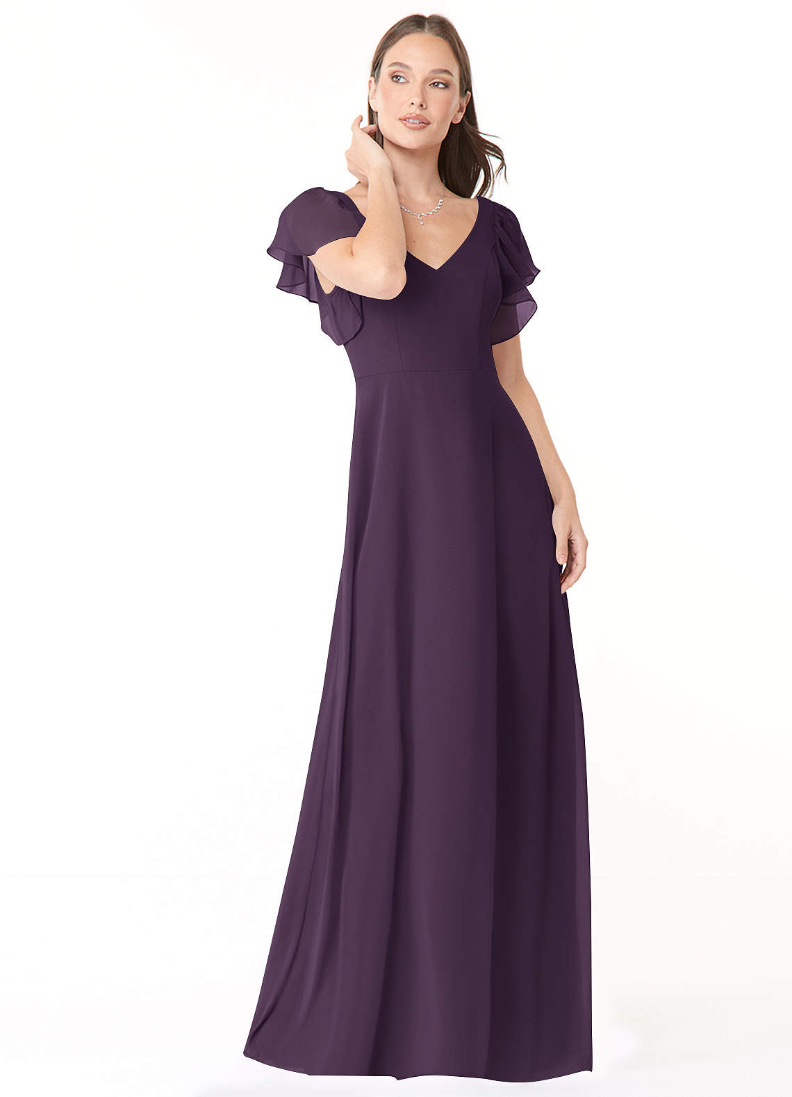 Azazie Syenna Bridesmaid Dresses Plum A-Line Ruched Chiffon Dress image1
