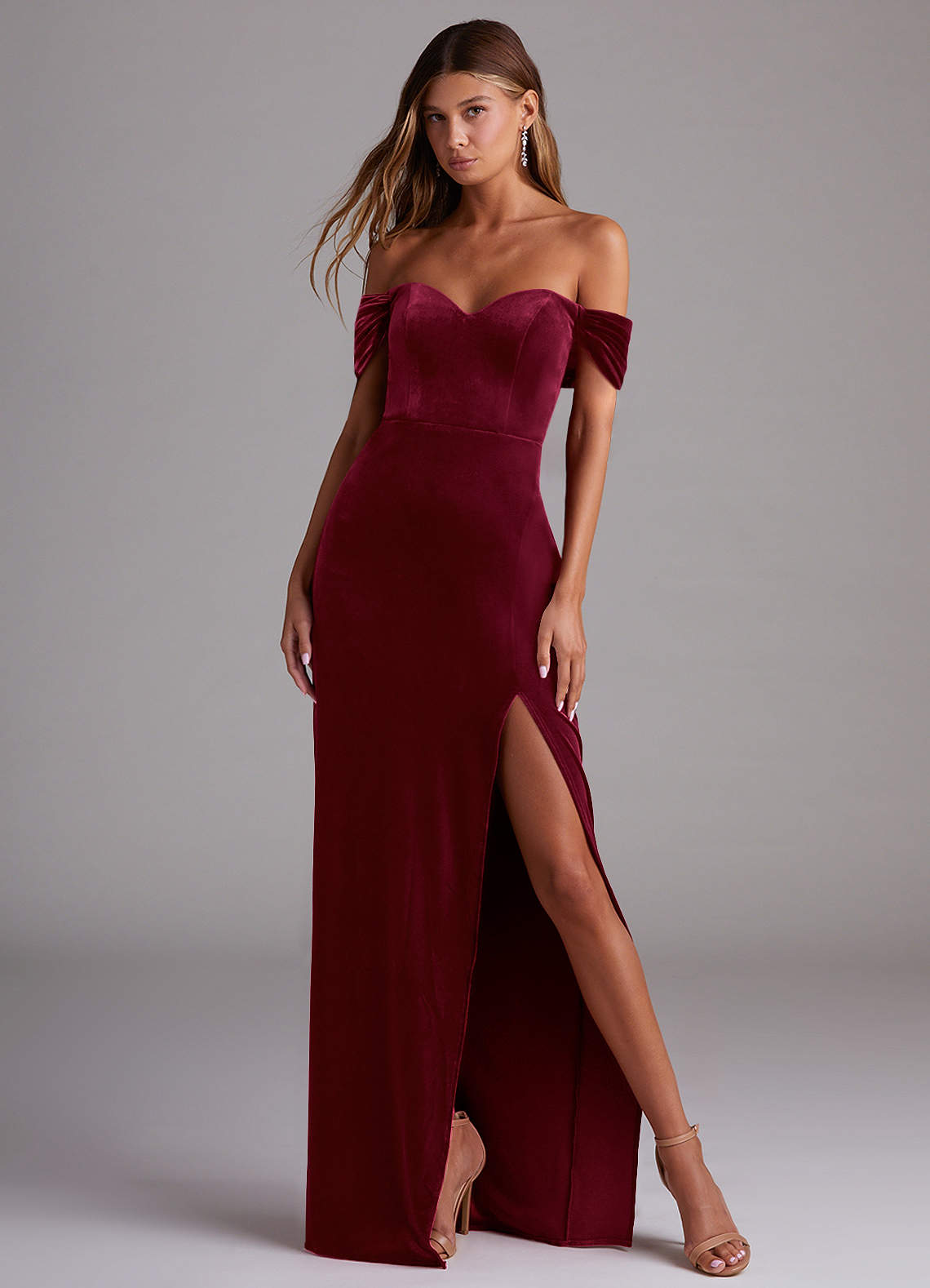 plain pink bridesmaid dresses Dusty Satin A-line Off-the-Shoulder Tea Length Dresses, MBD183 please check our Color Apple Shaped Bridesmaid Dresses finish_black Color:DARK BLUE