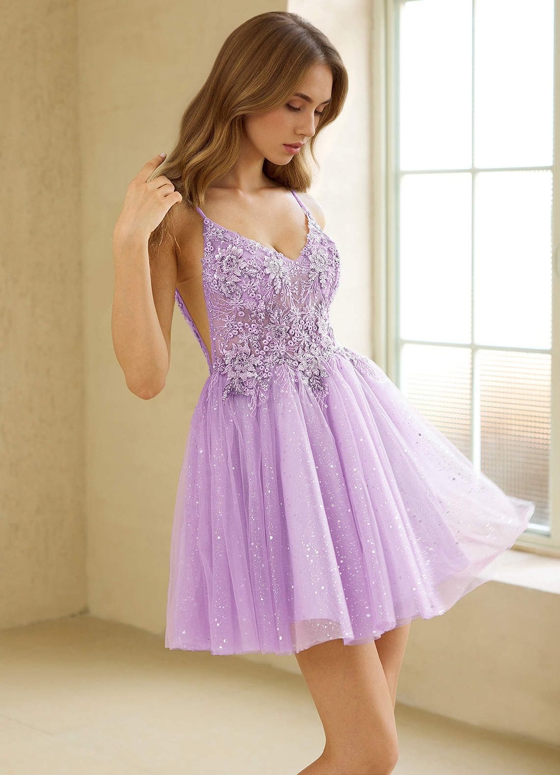 Shimira Purple Mini Dress | Azazie CA