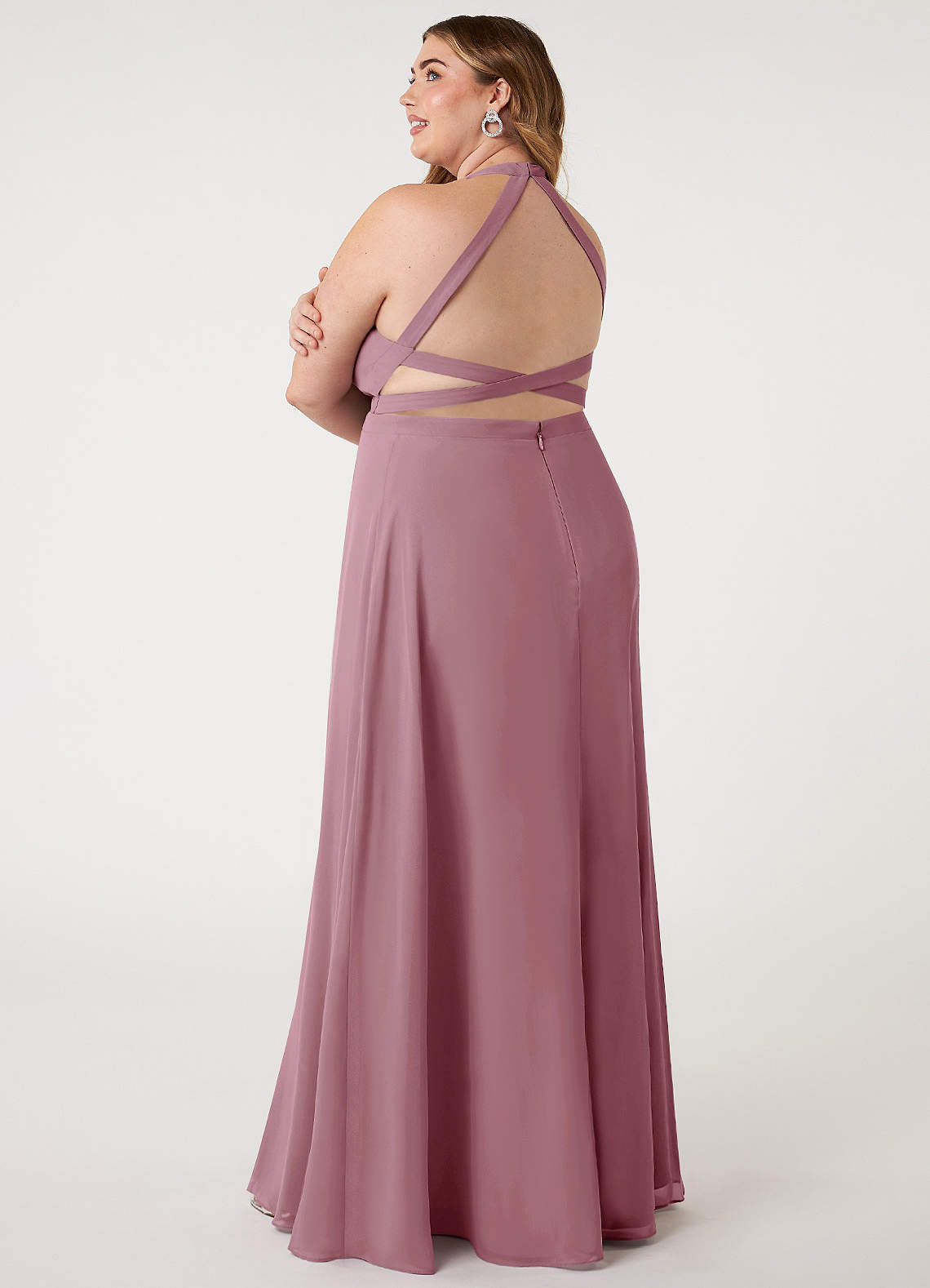 open lace back dress Mismatched Vintage-Mauve Sexy Side Slit Mermaid Soft Satin Long Bridesmaid  Dresses Online main image 0