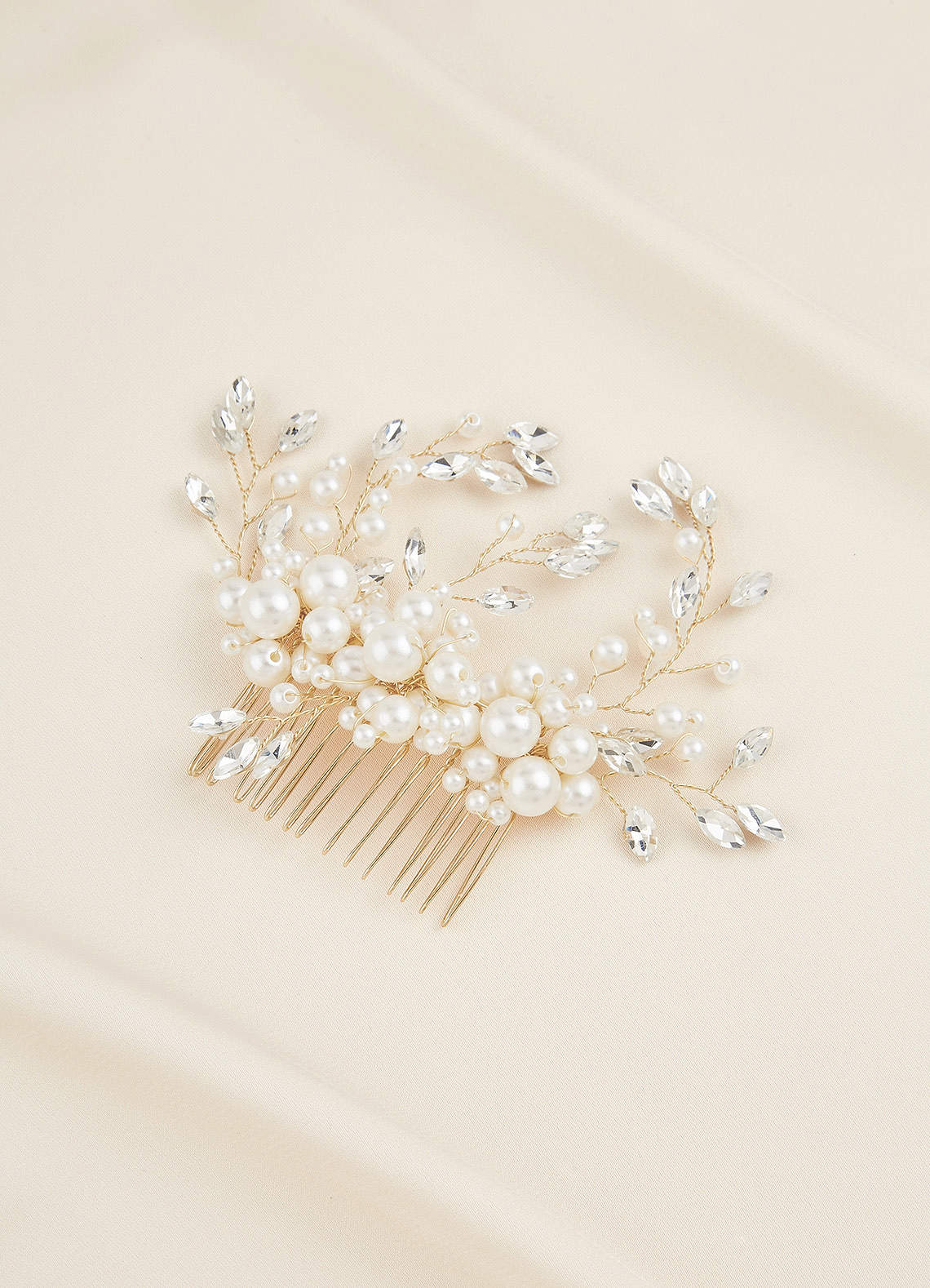 front Bridal Pearl Hair Comb