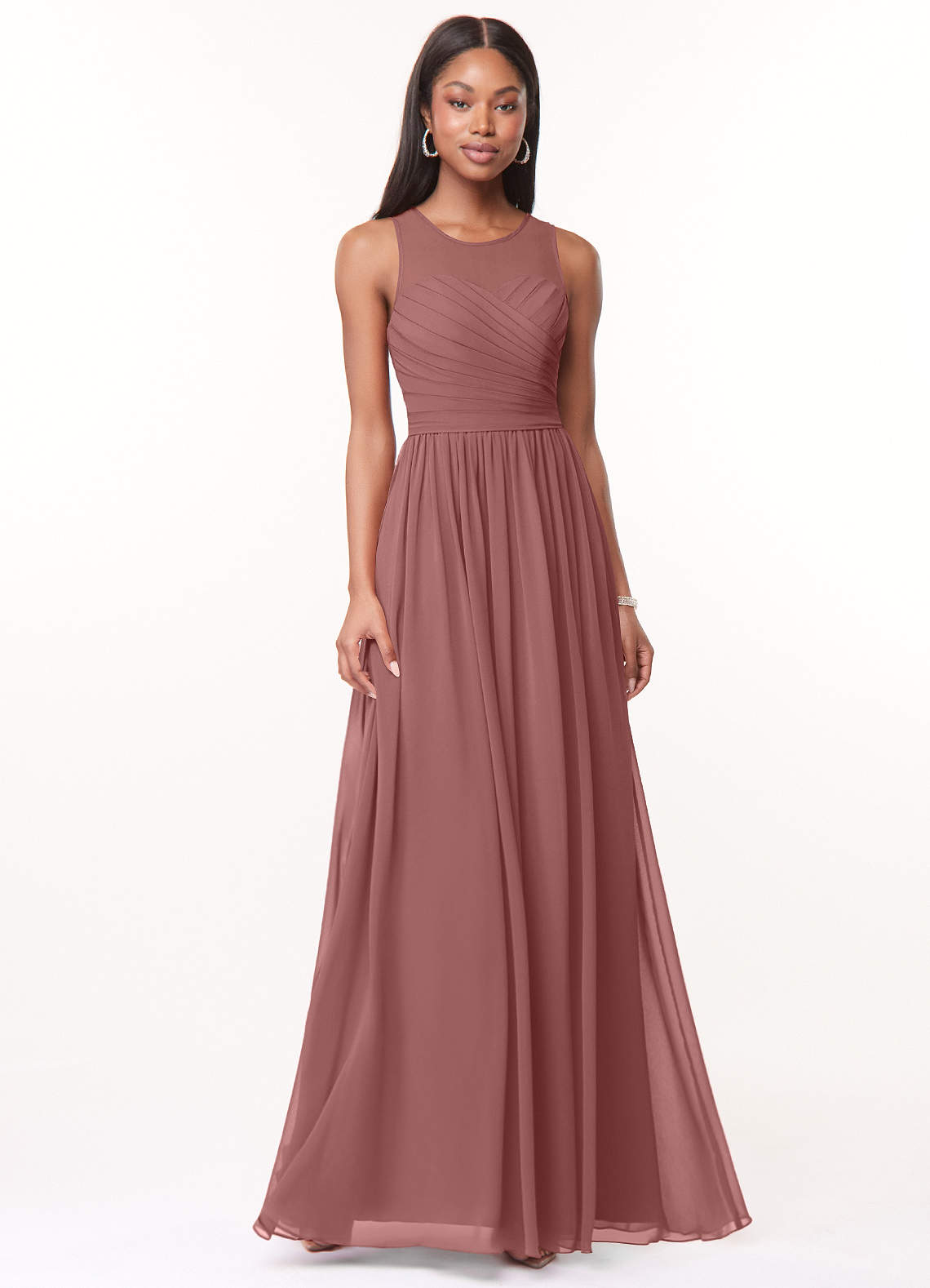 Azazie Nina Ready to Ship Desert Rose Chiffon Bridesmaid Dresses