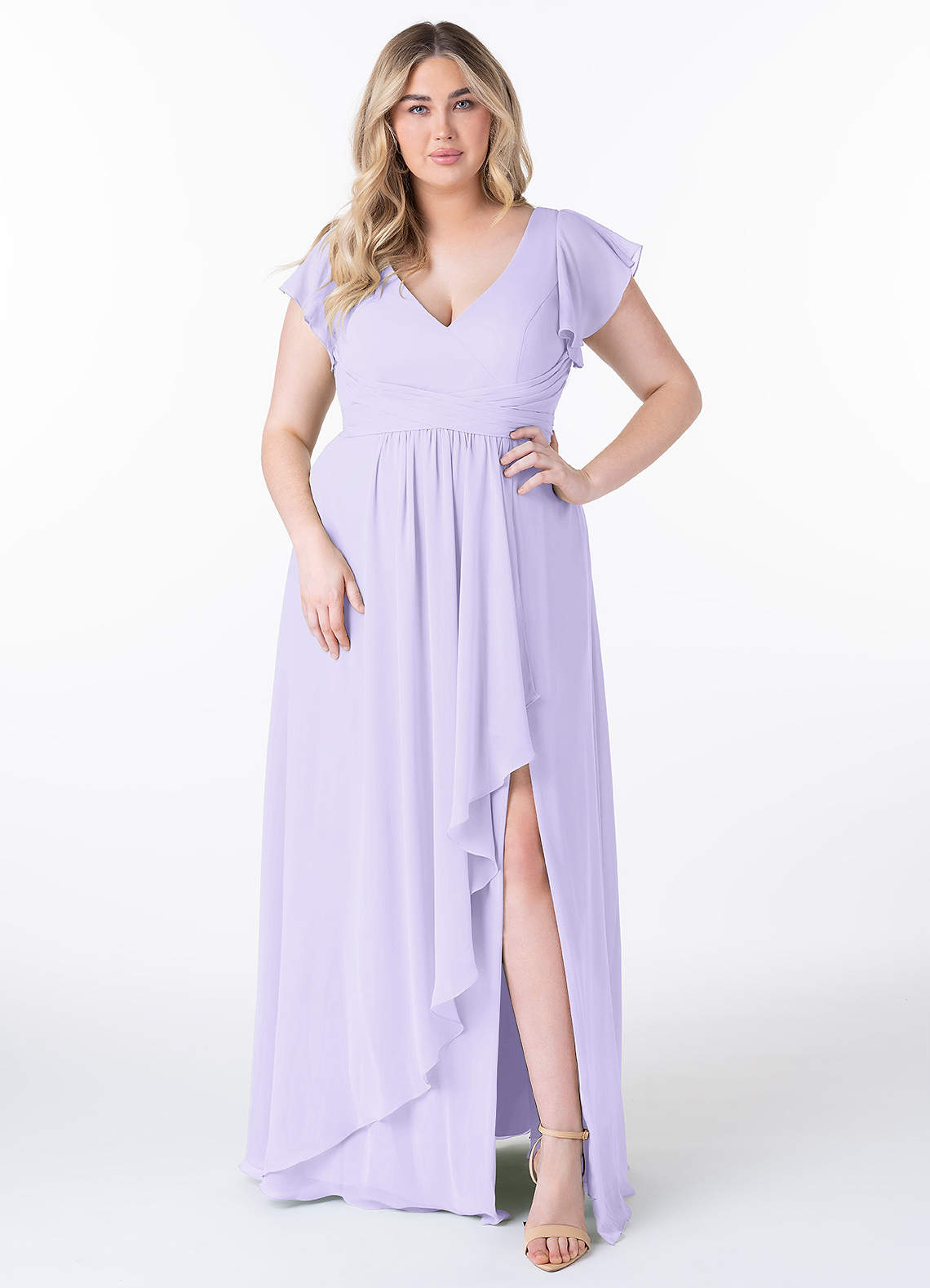 Azazie Omari Bridesmaid Dresses Lilac A-Line Chiffon Dress image1