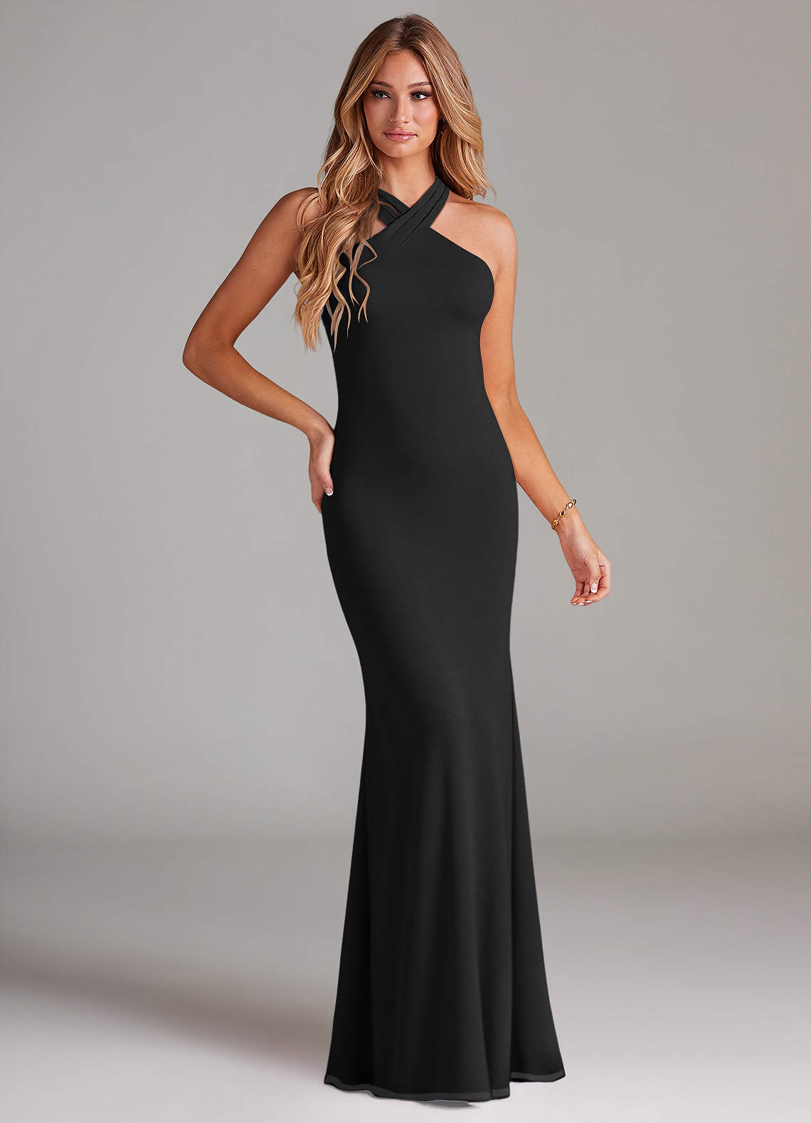 Azazie Doretta Black Chiffon Bridesmaid Dresses | Azazie UK