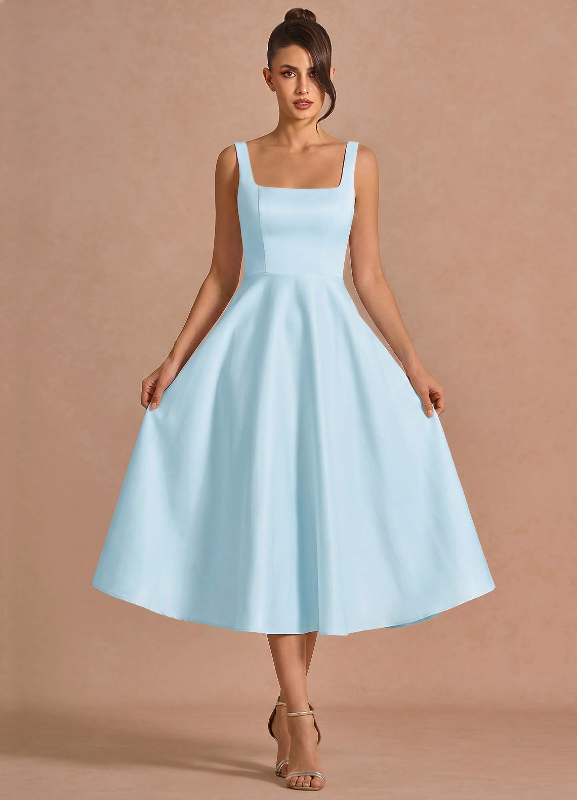 formal light blue midi dress Hampton Cascade Midi Dress - Light Blue