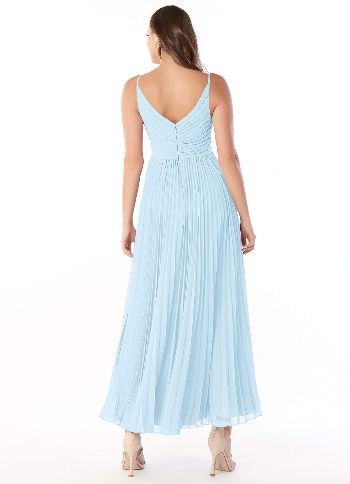 Azazie Raychelle Bridesmaid Dresses Sky Blue A-Line V-Neck Chiffon Dress image1