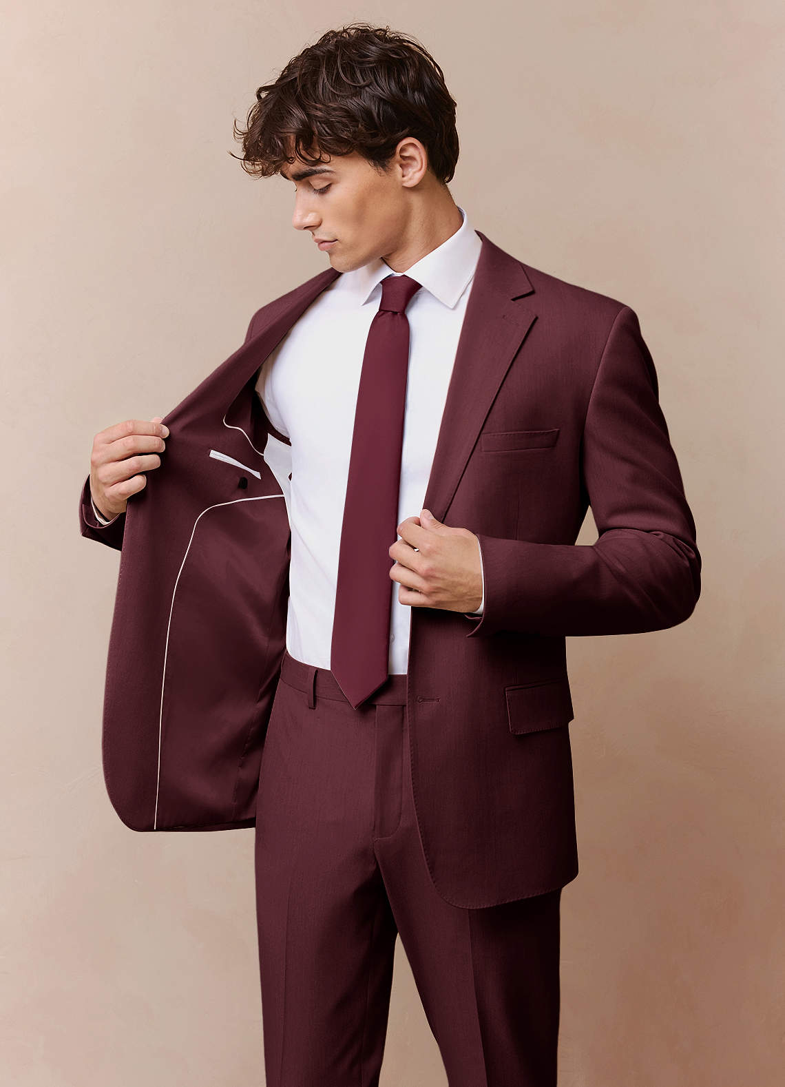 front James Cabernet Structured Stretch Suit Jacket