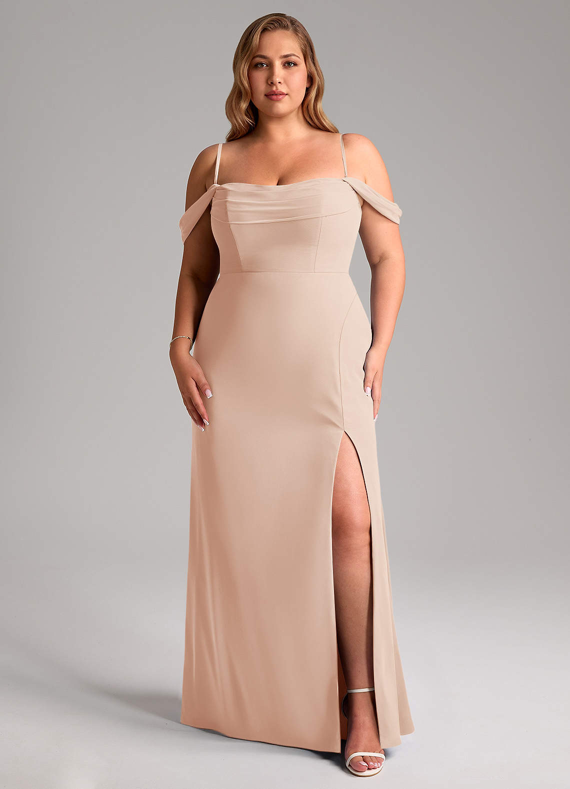 Azazie Saige Bridesmaid Dresses English Rose A-Line Off the Shoulder Chiffon Convertible Dress image13