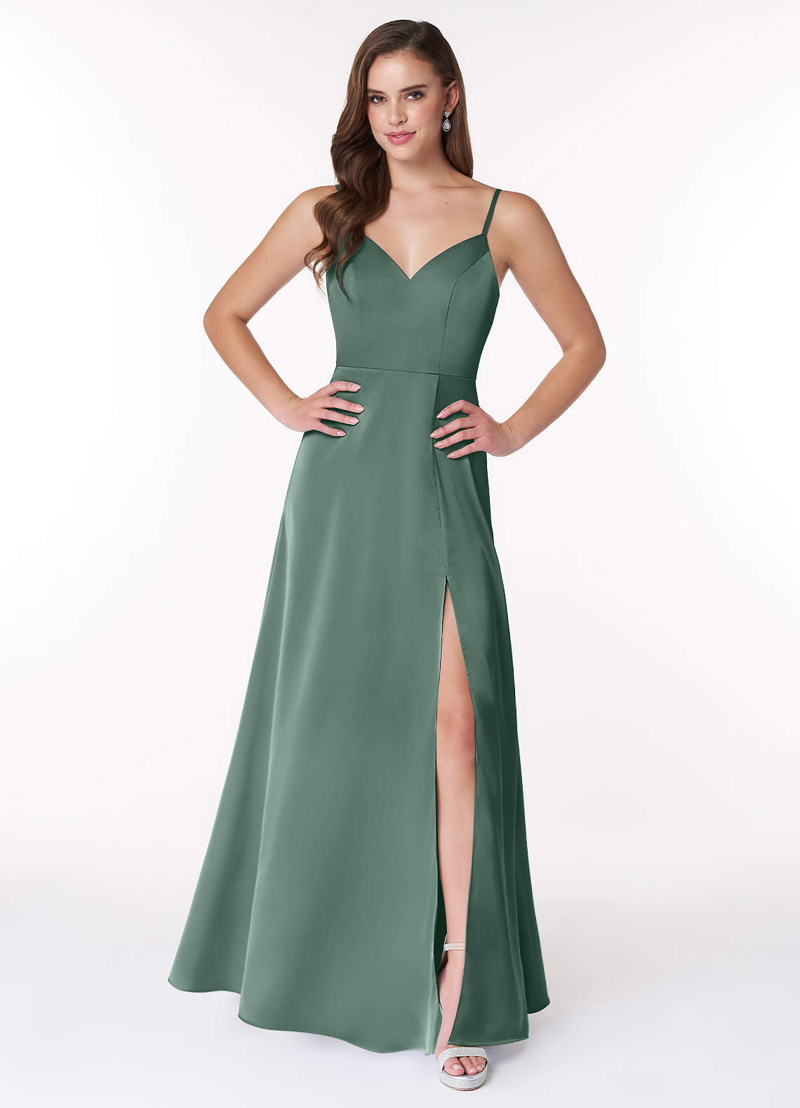 Eucalyptus Azazie Alexandria Stretch Satin Dress Bridesmaid Dresses