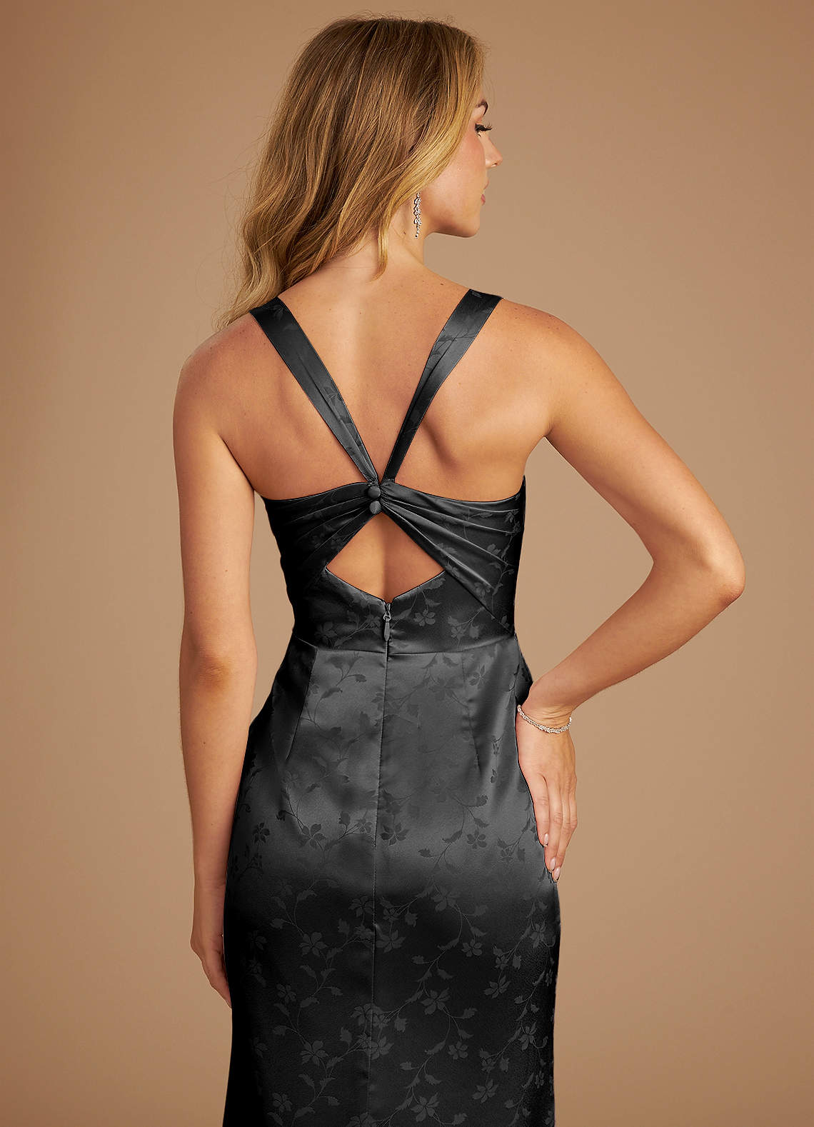 black floral backless dress Chione Black Floral Applique Backless Mini Dress, XL / Black