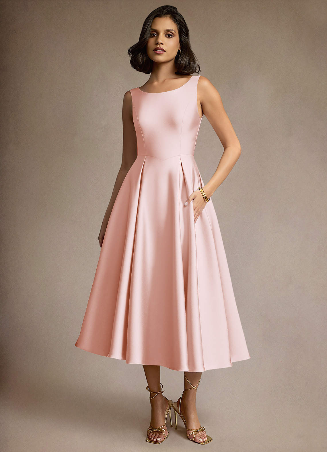 slim fit dress slacks Pink Crepe Midi Dress – self-portrait-US