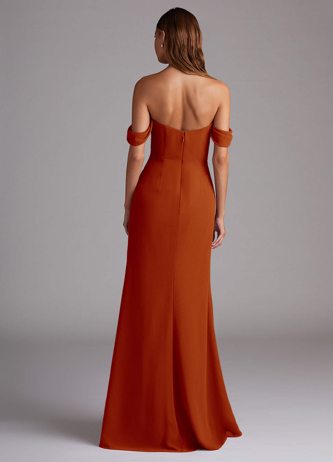 Azazie Saige Bridesmaid Dresses Paprika A-Line Off the Shoulder Chiffon Convertible Dress image6