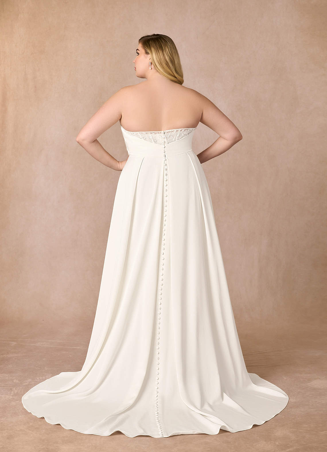 Azazie Marisela Wedding Dresses Diamond White A-Line Sequins Crepe Back Satin Dress image10