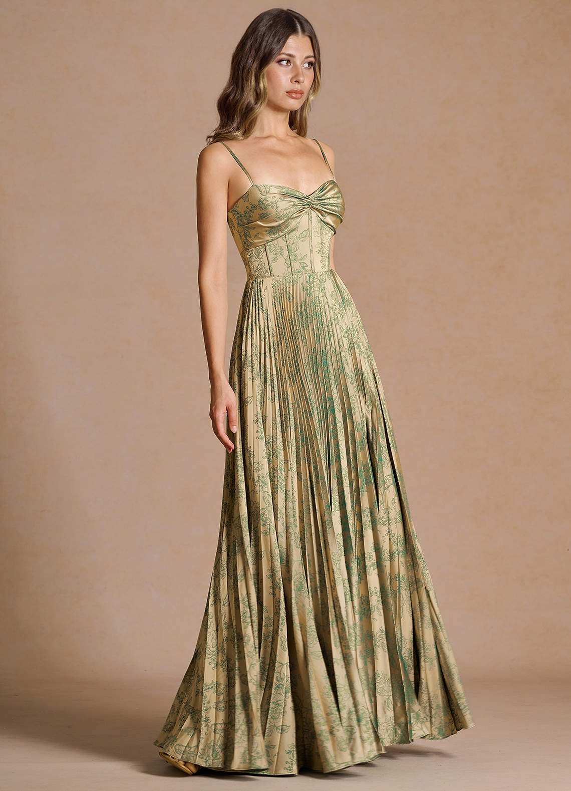 vesper green dress Vesper Green Brown Maxi Dress
