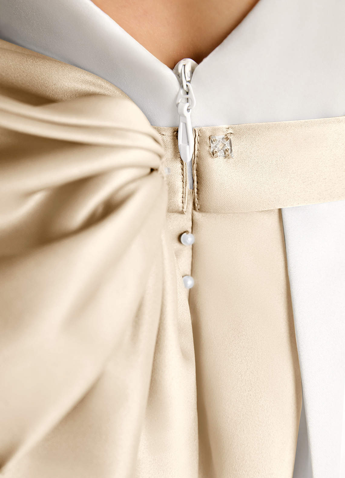 Azazie Cherry Flower Girl Dresses Ivory Champagne Ball-Gown Pleated Matte Satin Dress image5