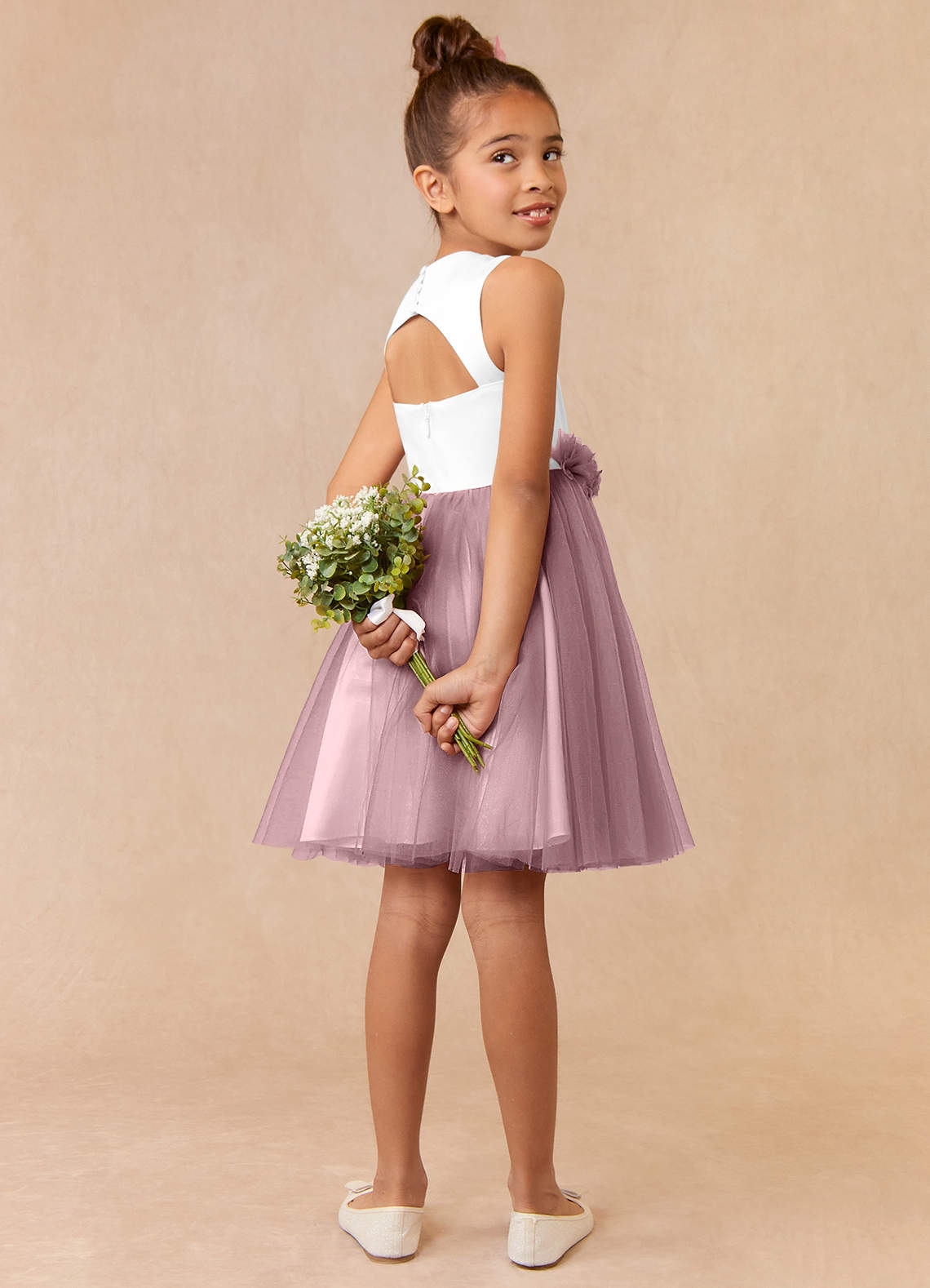 Azazie Loulou Flower Girl Dresses A-Line Sleeveless Tulle Knee-Length Dress image1