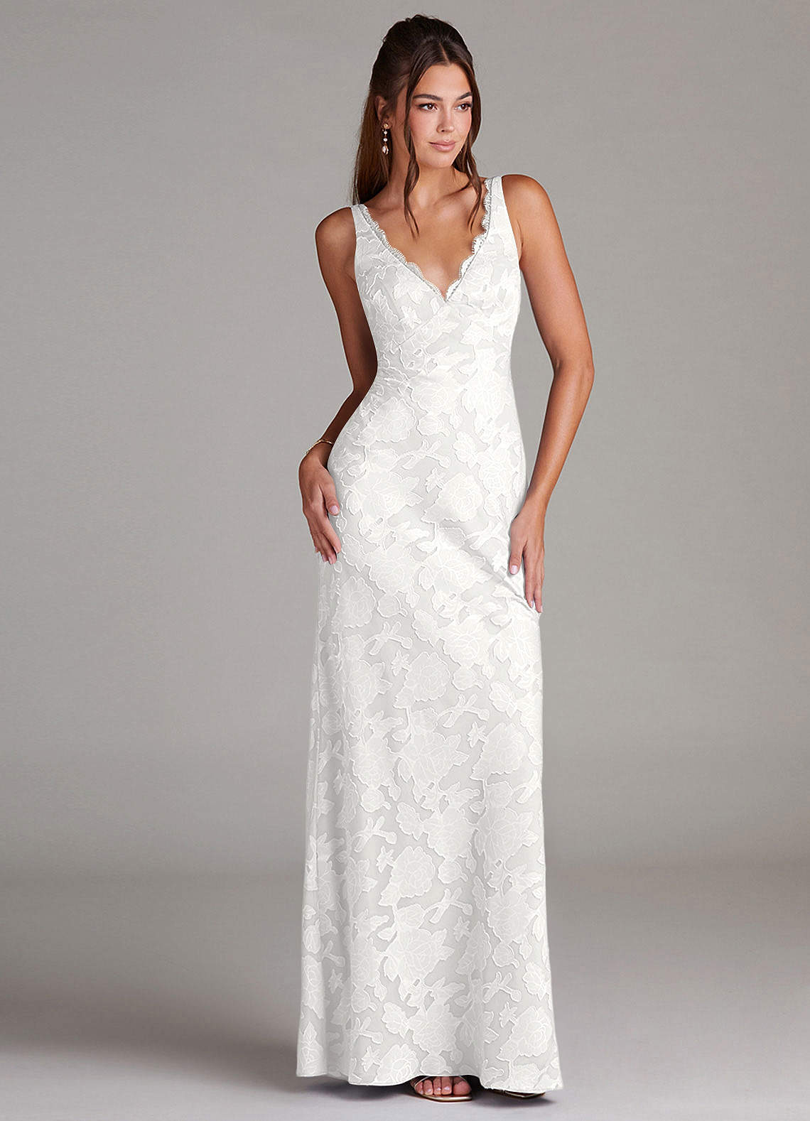 Azazie Tianna White Floral Burnout Bridesmaid Dresses | Azazie